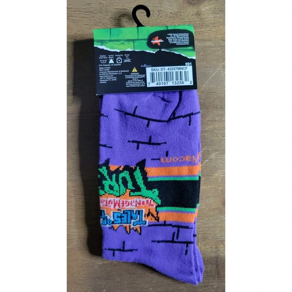 Teenage Mutuant Ninja Turtles Crew Socks Mutant Mayhem Size 6-12